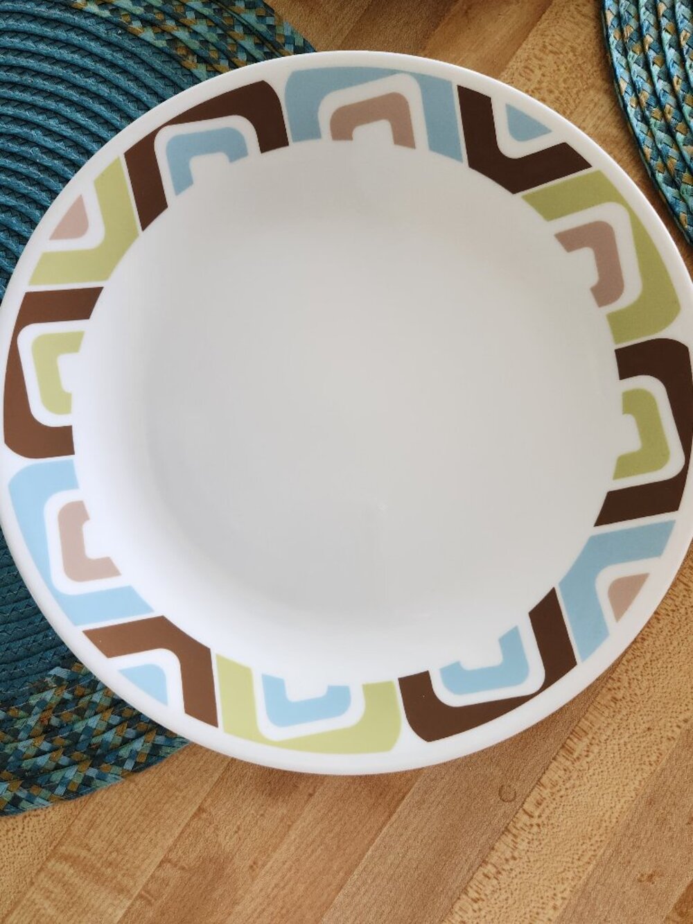 Corelle Squared Dinner Plate Green Brown Blue